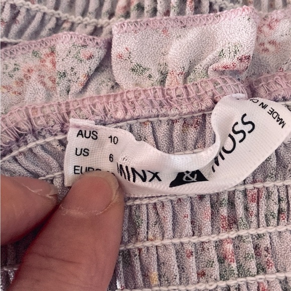 MINX & MOSS mauve purple floral bodycon Dress Ruffles - Picture 7 of 8